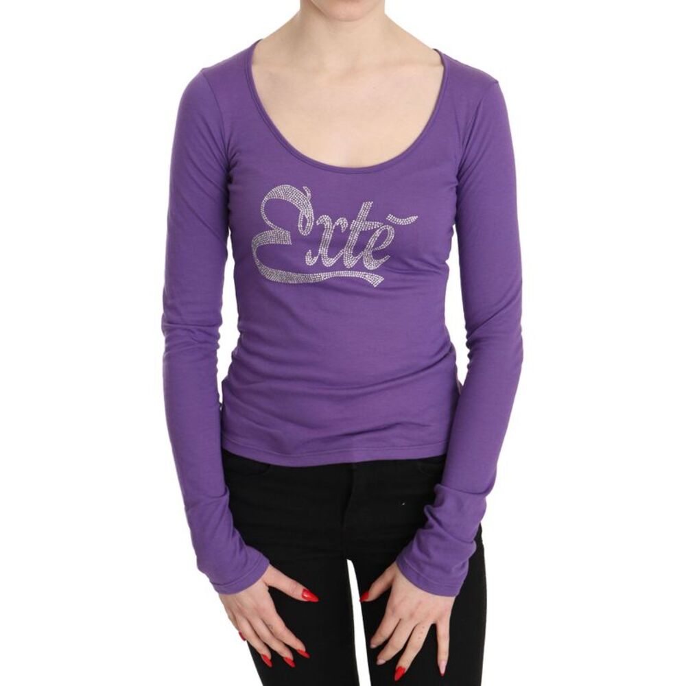 Exte Purple Exte Crystal Embellished Long Sleeve Top Women's Blouse